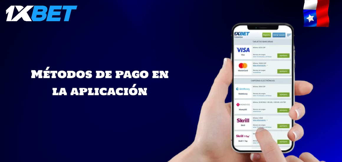 Metodos de pago en la aplicacion movil