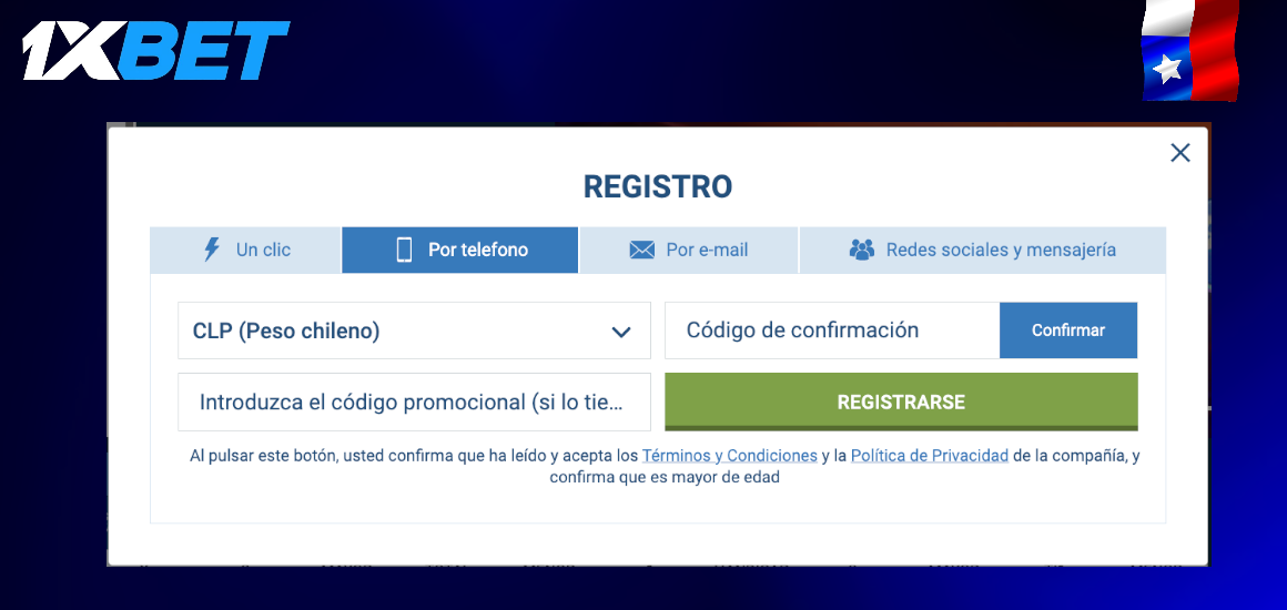 Registro en 1xBet con código promocional